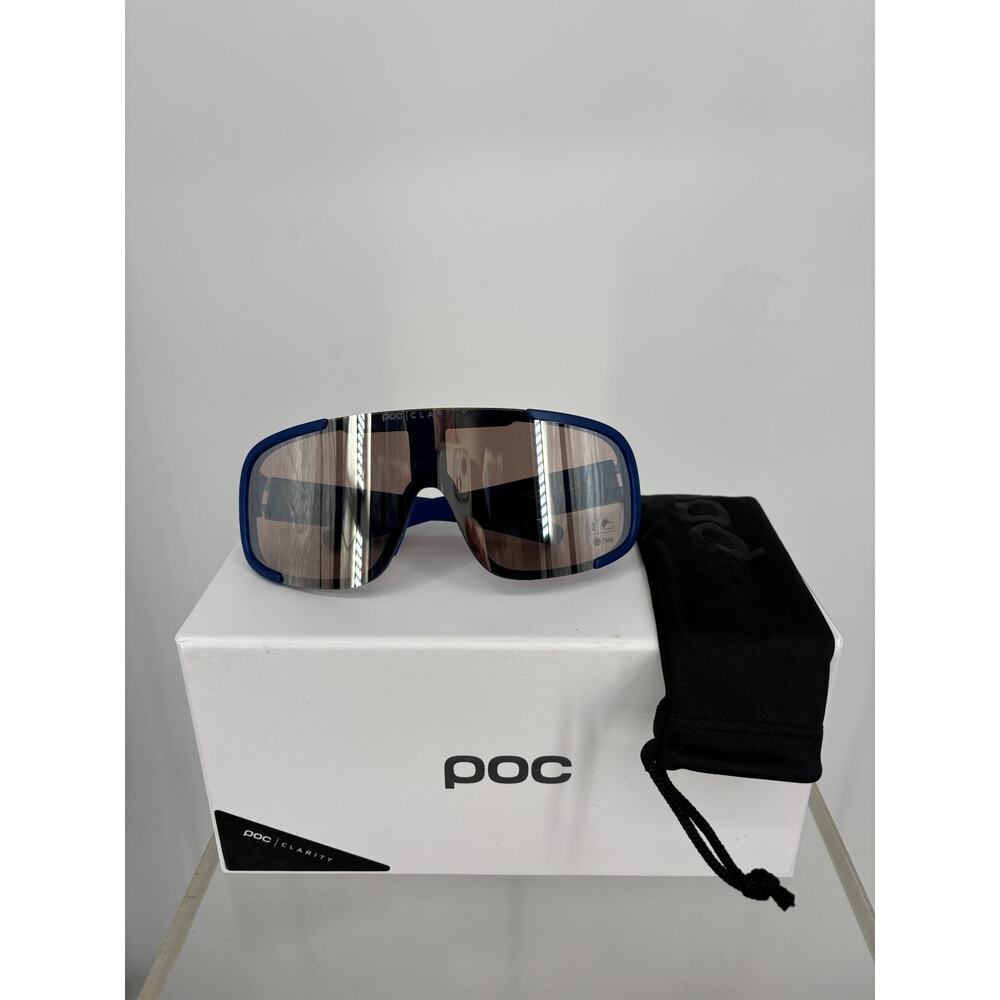 POC Aspire Mid Bike Sunglasses Opal Blue Translucent Brown Silver Mirror NEW
